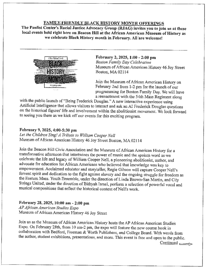 Black History Month 2025 handout